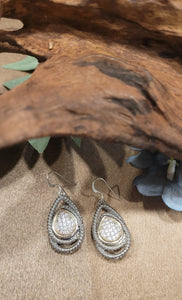 Silver and Gold Pave Crystal Cocktail Earrings