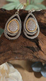 Silver and Gold Pave Crystal Cocktail Earrings