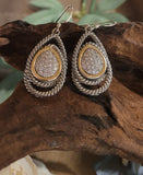 Silver and Gold Pave Crystal Cocktail Earrings