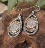Silver and Gold Pave Crystal Cocktail Earrings