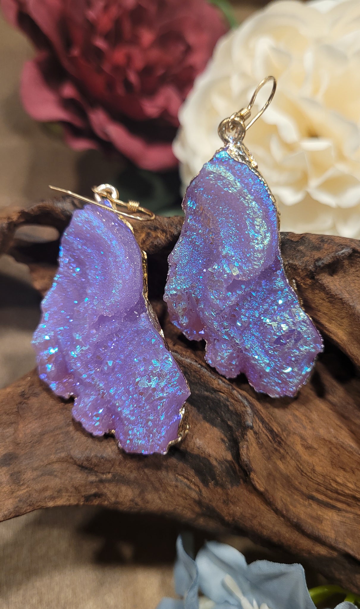 Ultra Violet AB Blue Drusy Earrings