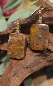Pietersite Rectangular shape natural stone earrings