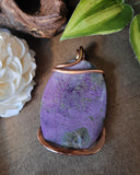 Stitchtite Natural Stone Pendant Necklace, Large Oval Shaped Stone Wire Wrapped Pendant, Copper Wire Wrap Necklace, Purple and Green Stone Necklace