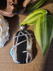 Gorgeous Banded Agate Natural Stone Pendant