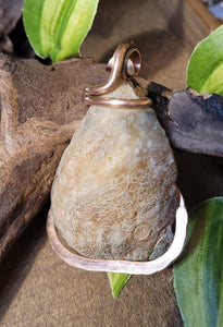 Pink & Brown Brazilian Druzy Agate Geode Natural Stone Pendant