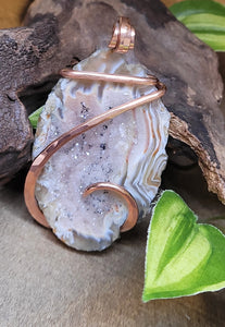 Large Brazilian Druzy Agate Geode Natural Stone Pendant