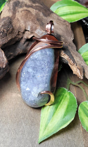 Unique Geode Necklace Pendant, Extra Large Oversized Natural Stone Wire Wrapped Pendant, Large Unisex Pendant