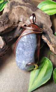 Unique Geode Necklace Pendant, Extra Large Oversized Natural Stone Wire Wrapped Pendant, Large Unisex Pendant
