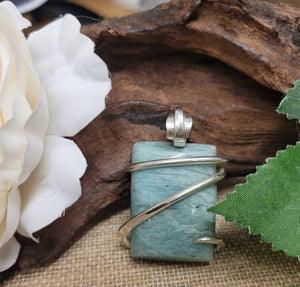 Natural Amazonite Sterling Silver Pendant