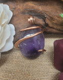 Oval Amethyst Natural Stone Pendant - Copper