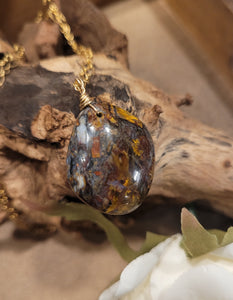 Pietersite  natural stone pendant necklace