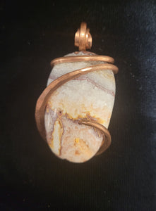 Utah Wildfire Opal Pendant Necklace, Handmade Copper Wire Wrap, Oval Shape Natural Stone, Unisex Jewelry