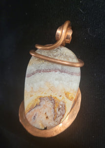 Utah Wildfire Opal Pendant Necklace, Handmade Copper Wire Wrap, Oval Shape Natural Stone, Unisex Jewelry