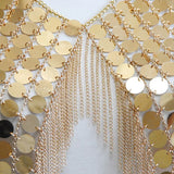 V Neck Body Chain, Silver and Gold Paillette Sequin body chain