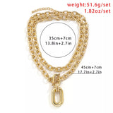 Versatile Thick Chunky Silver Chain Buckle Charm Necklace