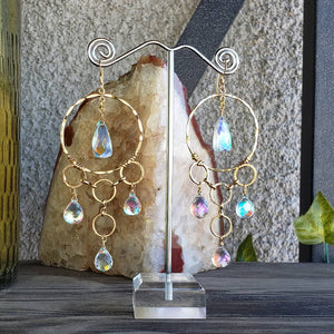 Rainbow Quartz Luxury Statement Chandelier Earrings