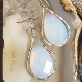 Opalite Faceted Teardrop & Sterling Silver Designer Earrings