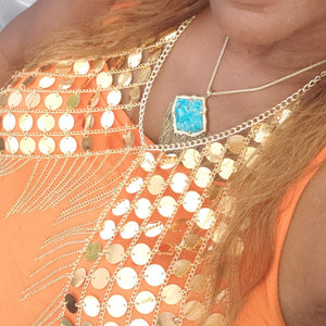 V Neck Body Chain, Silver and Gold Paillette Sequin body chain
