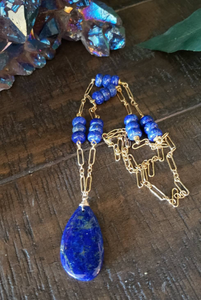 Lapis Lazuli  on solid 14KGF Chain Necklace