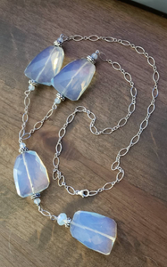 Long Chunky Opalite Statement Necklace