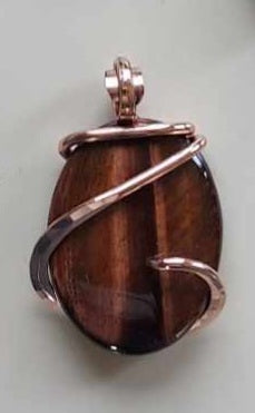 Red Tigers Eye Natural Stone Pendant