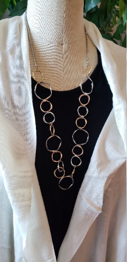 Long Open Circle Link Chain Necklace