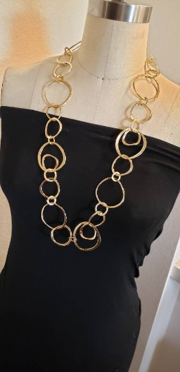 Long Chain Link Designer Necklace - Gold and Silver
