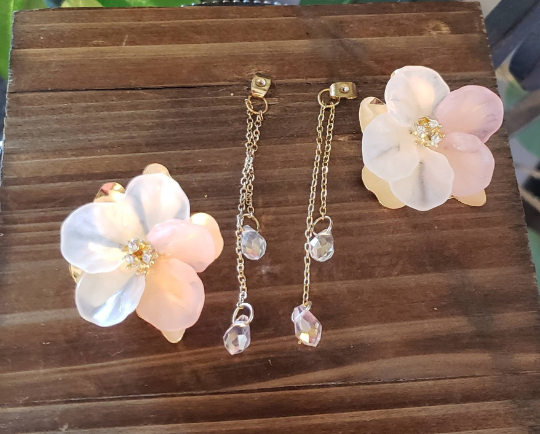 Pink Cherry Blossom Flower Shaped Earrings – Chandras Treasures