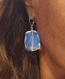 Chunky Rectangle Shape Faceted Opalite earrings