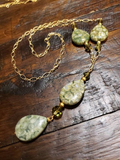 Rhyolite Natural Stone Necklace, Small Rainforest Jasper Necklace